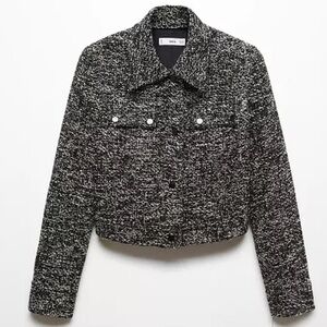 MANGO MNG Shirt Collar Tweed Jacket nwt Sz S